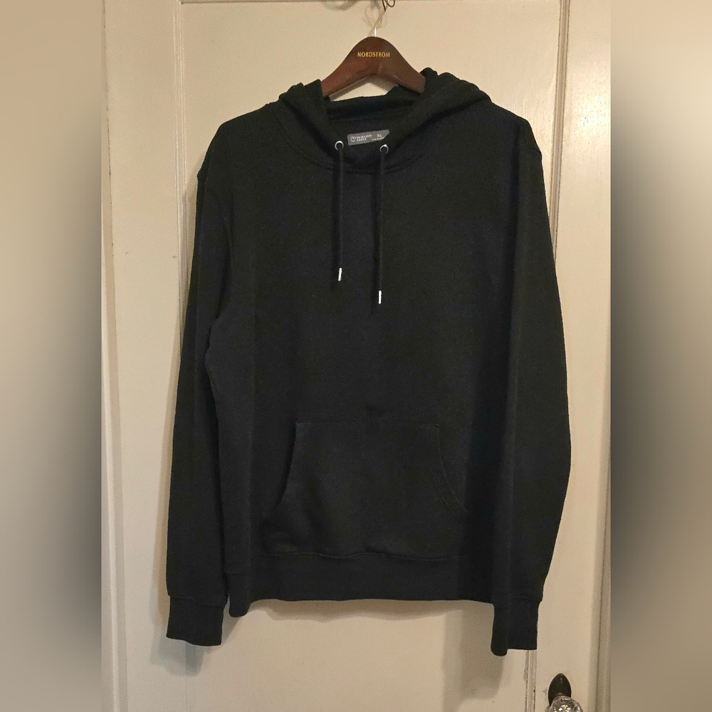 Thick Comfy Black Hoodie Unisex Pullover Drawstring XL Kangaroo Pocket